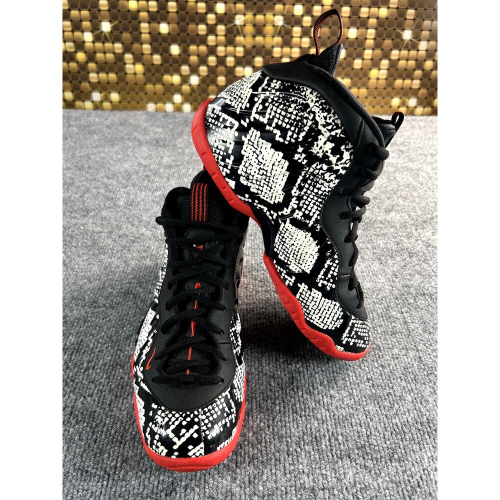 Nike Little Posite Pro GS Snakeskin Black Red White Youth 6Y Basketball Shoes